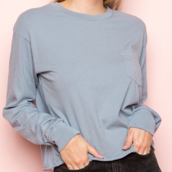 Brandy Melville Tops - Brandy Melville Slate Blue Alisha Longsleeve Tee